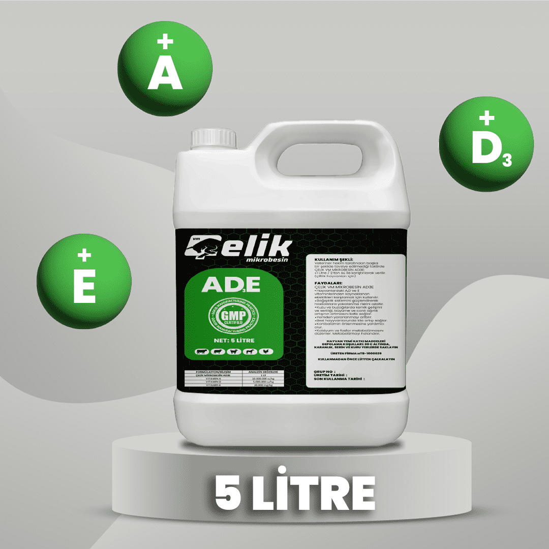 Çelik Sıvı ADE 5 LT A D E vitamini içeren hayvan vitamin desteği