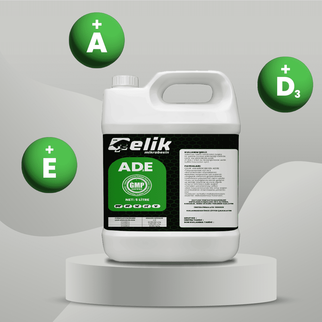 Çelik Sıvı ADE 5 LT A D E vitamini içeren hayvan vitamin desteği