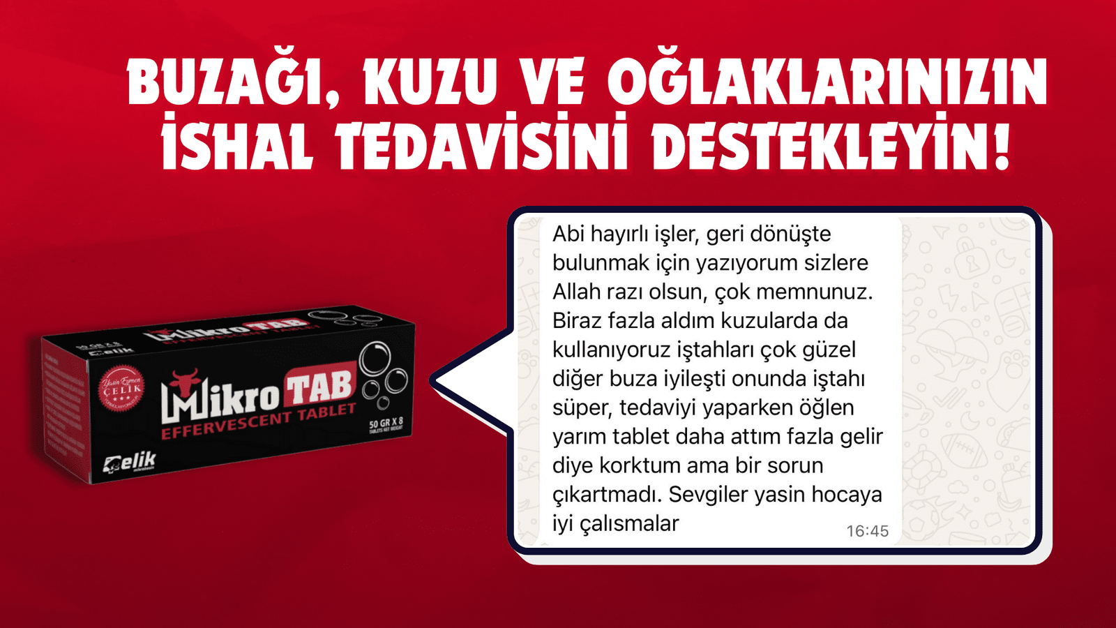 MikroTAB efervesan tablet, buzağı ve kuzularda ishal tedavisine destek