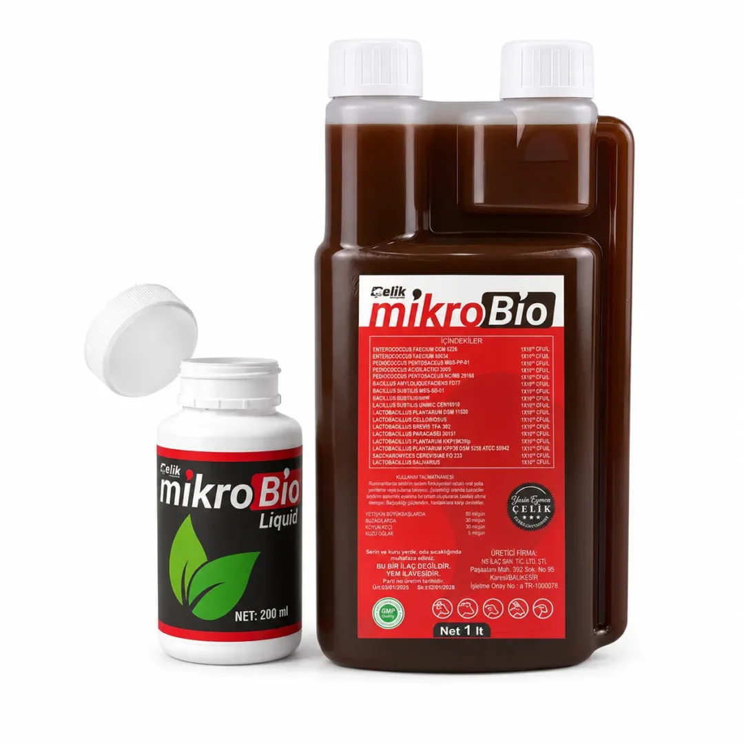 MikroBio 1 litre buzağı probiyotiği şişesi