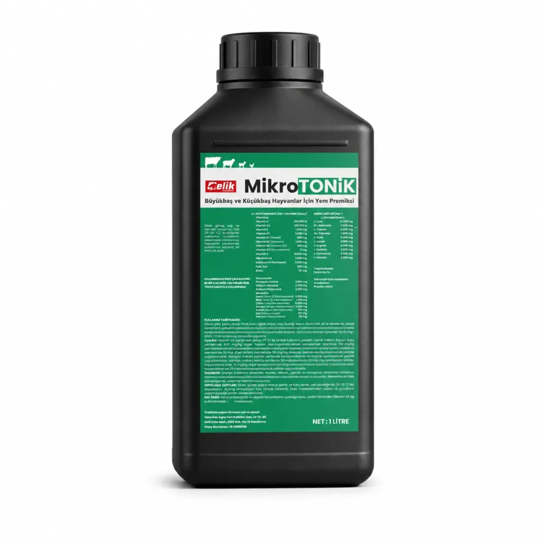 MikroTONİK 1 litre buzağı ve kuzu gelişim desteği şişesi