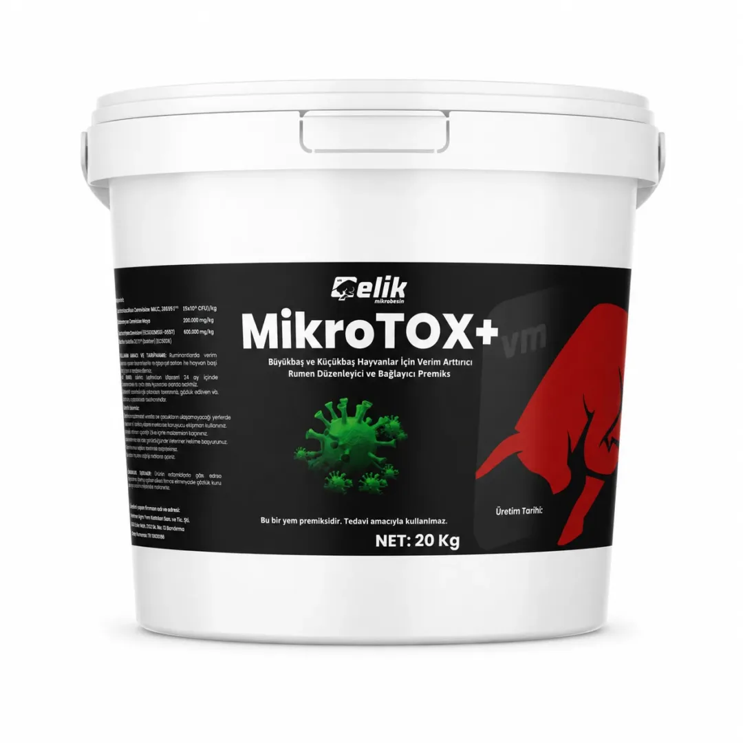 MikroTOX+ 20 kg toksin bağlayıcı yem premiksi ambalajı